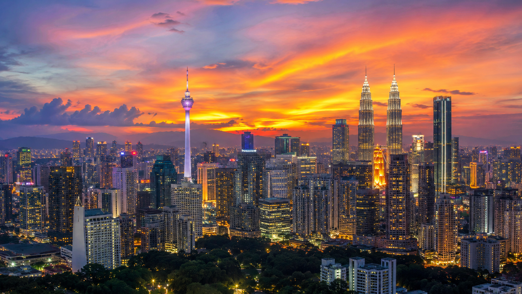 Kuala Lumpur sunset skyline during Malaysia tour