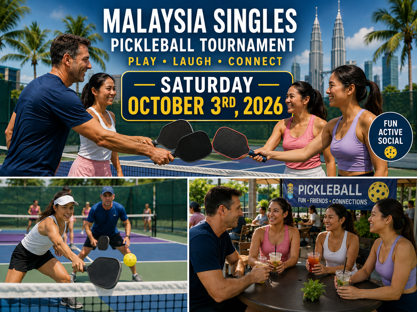 Singles pickleball social event during the Malaysia Singles Tour